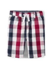 Boys Plaid Pull On Shorts - American Cutie