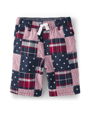 Boys Madras Pull On Shorts - American Cutie