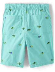 Boys Schiffli Turtle Fish Pull On Shorts - Save the Seas