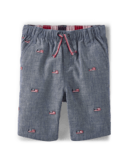 Boys Schiffli American Flag Pull On Shorts - American Cutie