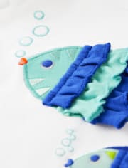Girls Embroidered Fish Top - Save the Seas