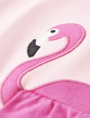 Girls Embroidered Flamingo Tank Top - Tropical Paradise