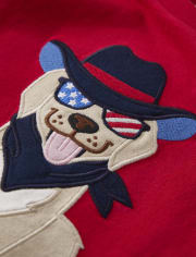 Boys Embroidered Dog Top - American Cutie