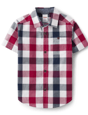 Boys Matching Family Plaid Button Up Shirt - American Cutie