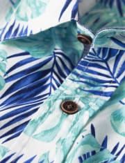 Boys Matching Family Tropical Leaf Button Up Shirt - Save the Seas