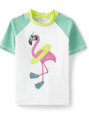 Boys Embroidered Flamingo Rashguard - Splish-Splash