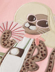 Girls Embroidered Leopard Tank Top - Safari