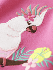 Girls Embroidered Bird Peplum Tank Top - Tropical Paradise