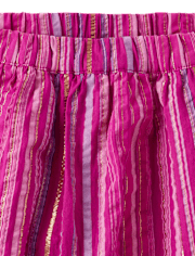 Girls Striped Ruffle Skort - Island Spice
