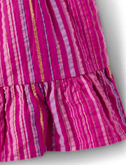 Girls Striped Ruffle Skort - Island Spice