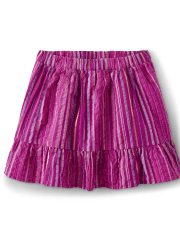 Girls Striped Ruffle Skort - Island Spice