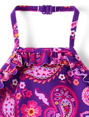 Girls Paisley Ruffle One Piece Swimsuit - Splish-Splash