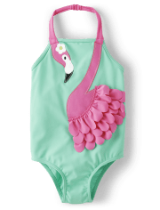 Girls Applique Flamingo One Piece Swimsuit - Splish-Splash
