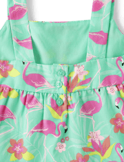 Camiseta sin mangas con volantes y flamencos para niñas - Tropical Paradise