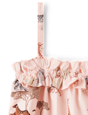 Girls Safari Ruffle Dress - Safari