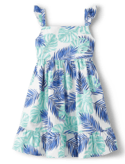 Girls Matching Family Tropical Leaf Ruffle Dress - Save the Seas