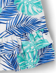 Girls Tropical Leaf Ruffle Skort - Save the Seas