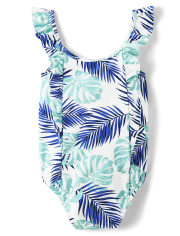 Girls Tropical Leaf One Piece Swimsuit - Splish-Splash