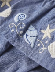 Girls Embroidered Seashell Ruffle Skort - Sandy Shores
