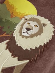 Boys Embroidered Lion Top - Safari