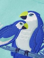 Girls Embroidered Parrot Top - Save the Seas