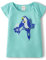 Girls Embroidered Parrot Top - Save the Seas