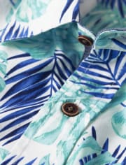 Mens Matching Family Tropical Leaf Button Up Shirt - Save the Seas
