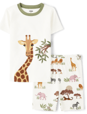 Pijama de 2 piezas de algodón con jirafa bordada para niños - Gymmies