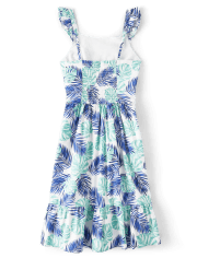 Womens Matching Family Tropical Leaf Ruffle Dress - Save the Seas