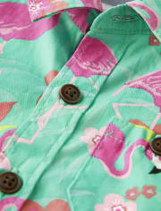 Bébé Garçons Famille assorti Flamingo Button Up Body And Pull On coton chino Short Ensemble - Tropical Paradise