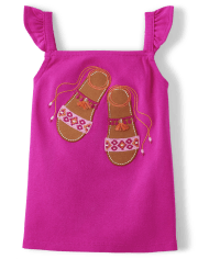 Girls Embroidered Sandals Tank Top - Island Spice