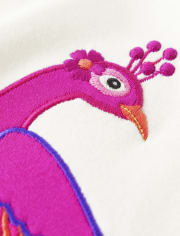 Girls Embroidered Peacock Tank Top - Island Spice