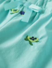 Short taille haute à imprimé tortue Fille Schiffli - Sauvez les mers