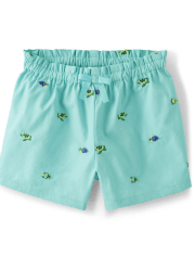 Short taille haute à imprimé tortue Fille Schiffli - Sauvez les mers