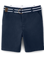 Boys Wrinkle-Resistant Belted Chino Shorts - Uniform
