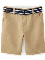 Boys Wrinkle-Resistant Belted Chino Shorts - Uniform