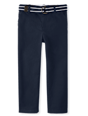 Boys Wrinkle Resistant Belted Chino Pants - Uniform