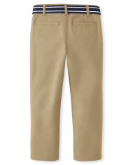 Boys Wrinkle Resistant Belted Chino Pants - Uniform