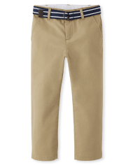 Boys Wrinkle Resistant Belted Chino Pants - Uniform