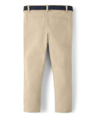 Girls Wrinkle-Resistant Belted Chino Pants - Uniform