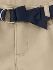 Girls Wrinkle-Resistant Belted Chino Pants - Uniform