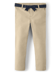 Girls Wrinkle-Resistant Belted Chino Pants - Uniform