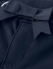 Girls Bow Belted Chino Shorts - Uniform