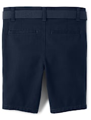 Girls Bow Belted Chino Shorts - Uniform