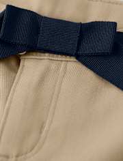 Girls Bow Belted Chino Shorts - Uniform