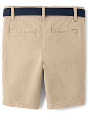 Girls Bow Belted Chino Shorts - Uniform