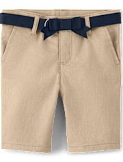 Girls Bow Belted Chino Shorts - Uniform