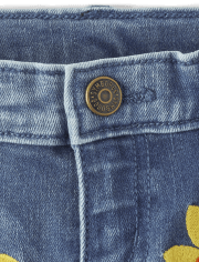Girls Applique Sunflower Bootcut Jeans - Happy Harvest