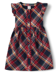 Vestido Babydoll de popelina a cuadros familiar a juego para niñas - Apple Orchard