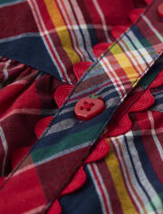 Vestido Babydoll de popelina a cuadros familiar a juego para niñas - Apple Orchard